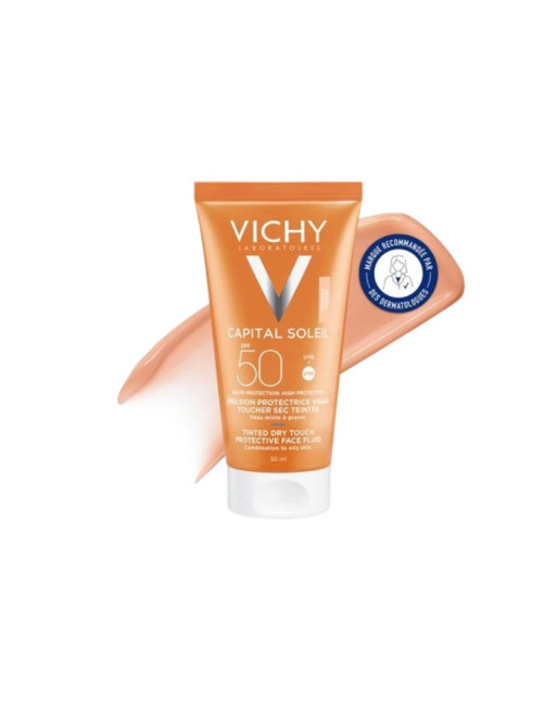 VICHY Capital Soleil Emulsion Anti Brillance Toucher Sec BB Teinté SPF50, 50ml
