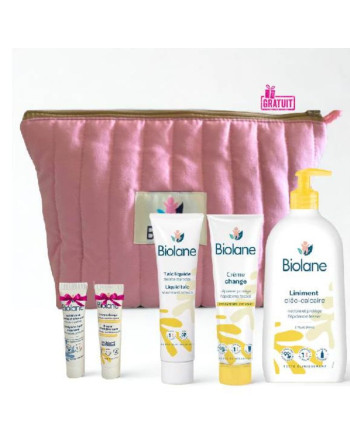 BIOLANE Trousse Kitchange Rose ( Crème Change+liniment+Talc)