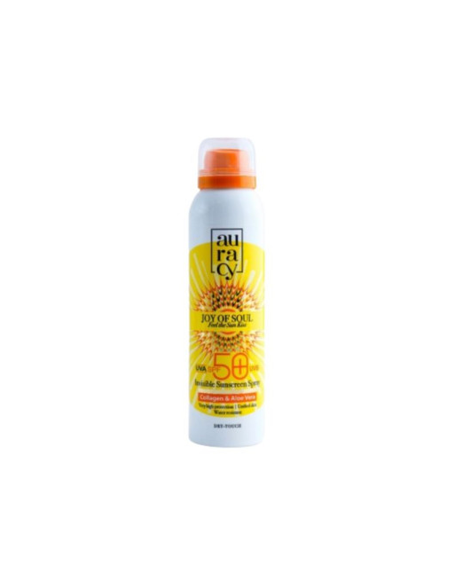 AURACY Ecran Invisible Spray SPF50+ Collagène Aloe Vera, 150ml