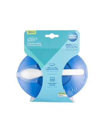 CANPOL BABIES Bol 350ML Avec Couvcle Et Cuillère Avec Couvercle Bleu(31/406)