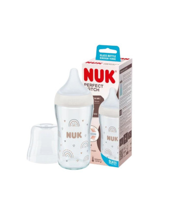 NUK Biberon Perfect Match En Verre 3M+ 230ML