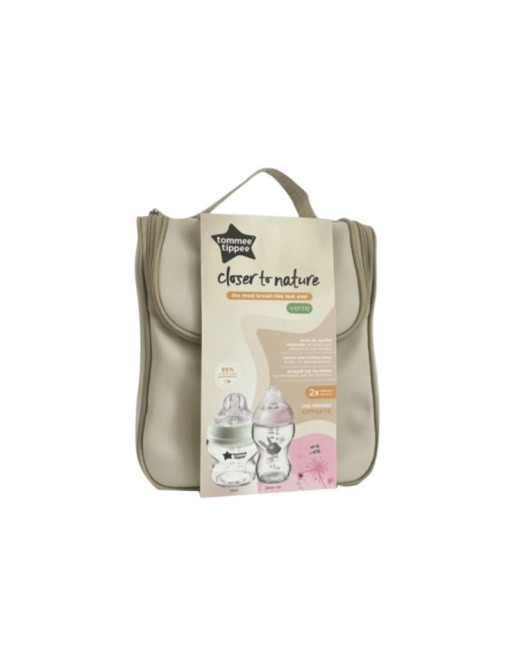 TOMMEE TIPPEE Trousse Closer To Nature 02 Biberons En Verre Rose