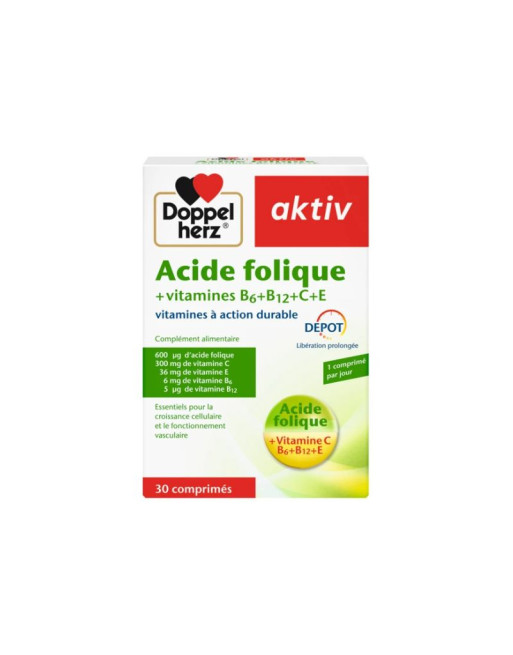 AKTIV Acide Folique Vitamines B+C+E , 30 Comprimés