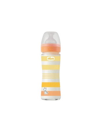 CHICCO Biberon En Verre Orange Sil-Lent, 240ml