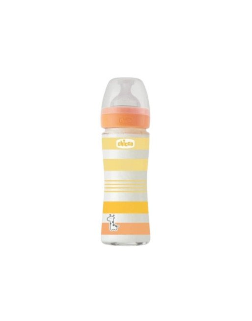 CHICCO Biberon En Verre Orange Sil-Lent, 240ml