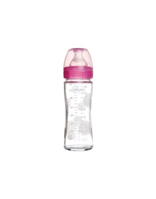 CHICCO Biberon En Verre Rose Slow Sil, 240ml