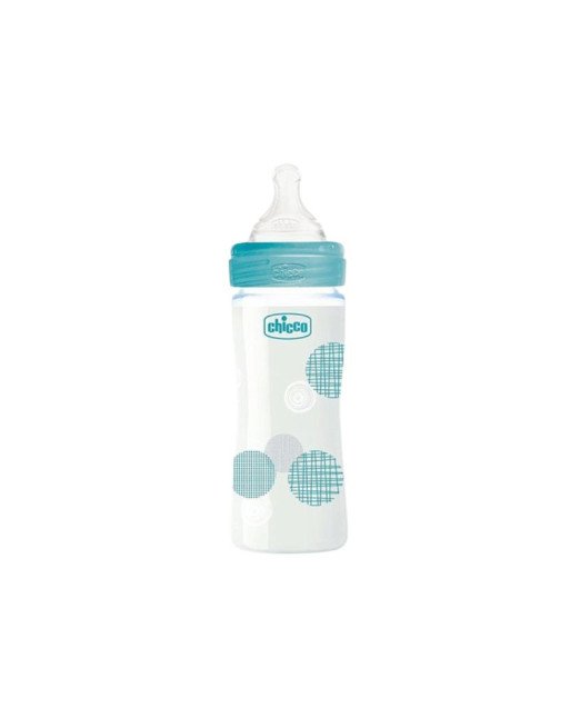 CHICCO Biberon En Verre Bleu, 240ml