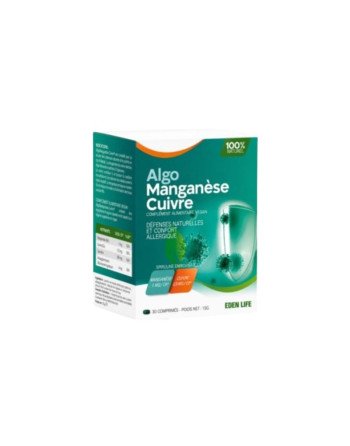 EDEN LIFE Algo Manganèse Cuivre, 30 Comprimés