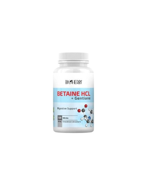 BIOHERBS Betaine HCL + Gentiane, 120 Gélules