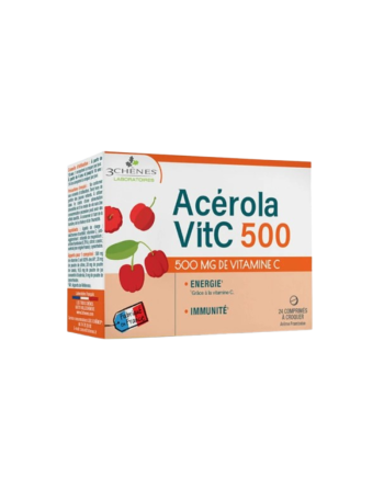 3 CHENES Acérola Vitamine C 500G, 24 Comprimés